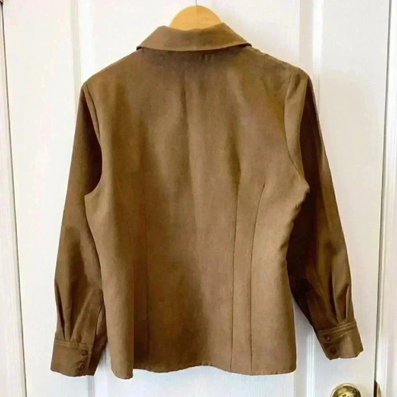 Urban Cotton Western Shirt Faux Suede Long Sleeve Button Front Brown Large - Picture 4 of 16